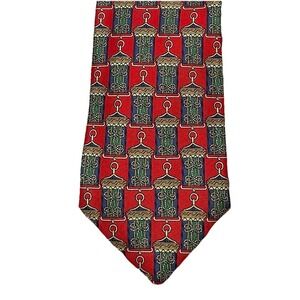 Vintage John Comfort of London England 100% Silk‎ Red Lantern Necktie